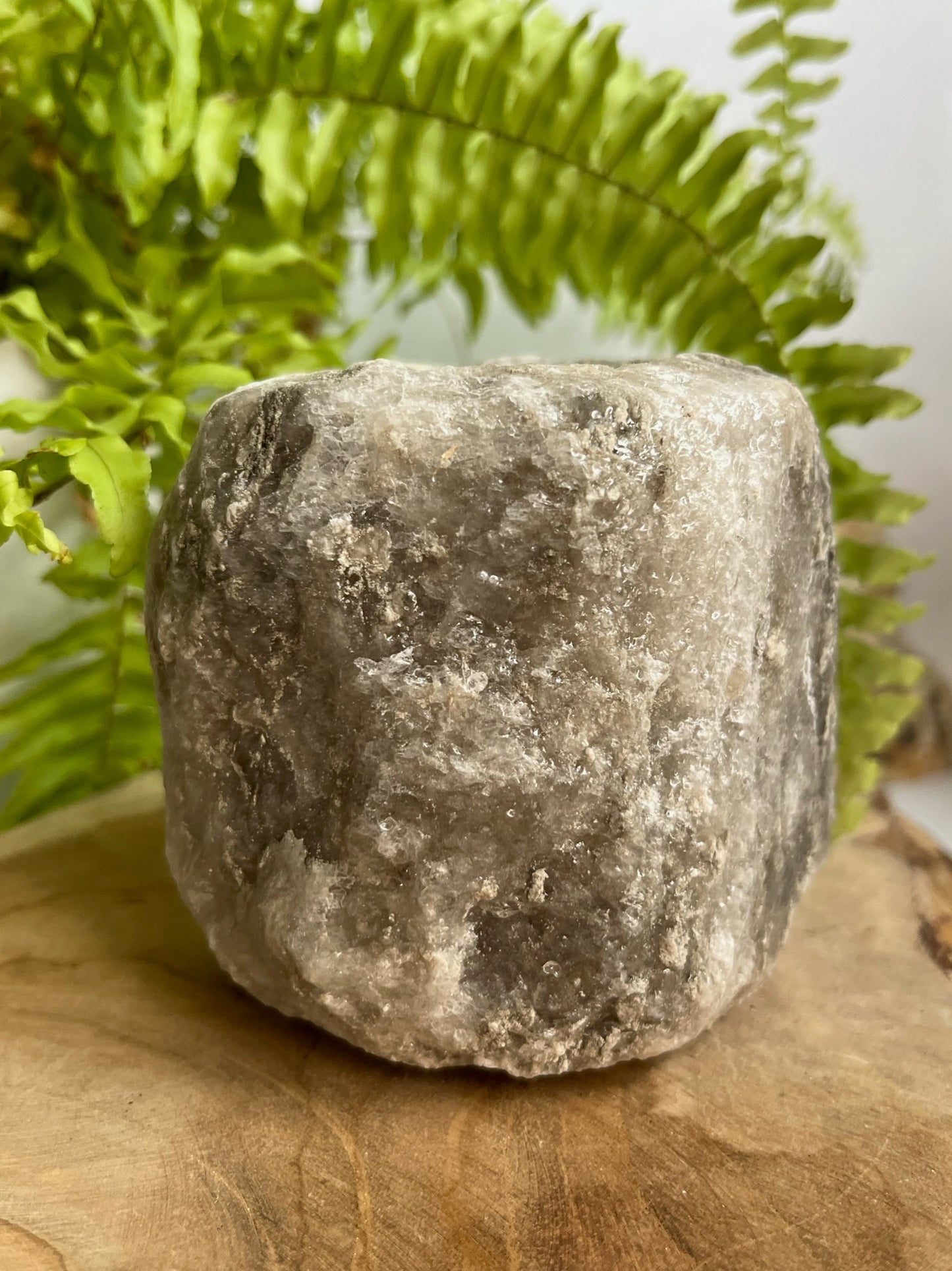 Waxine houder zoutsteen grijs
