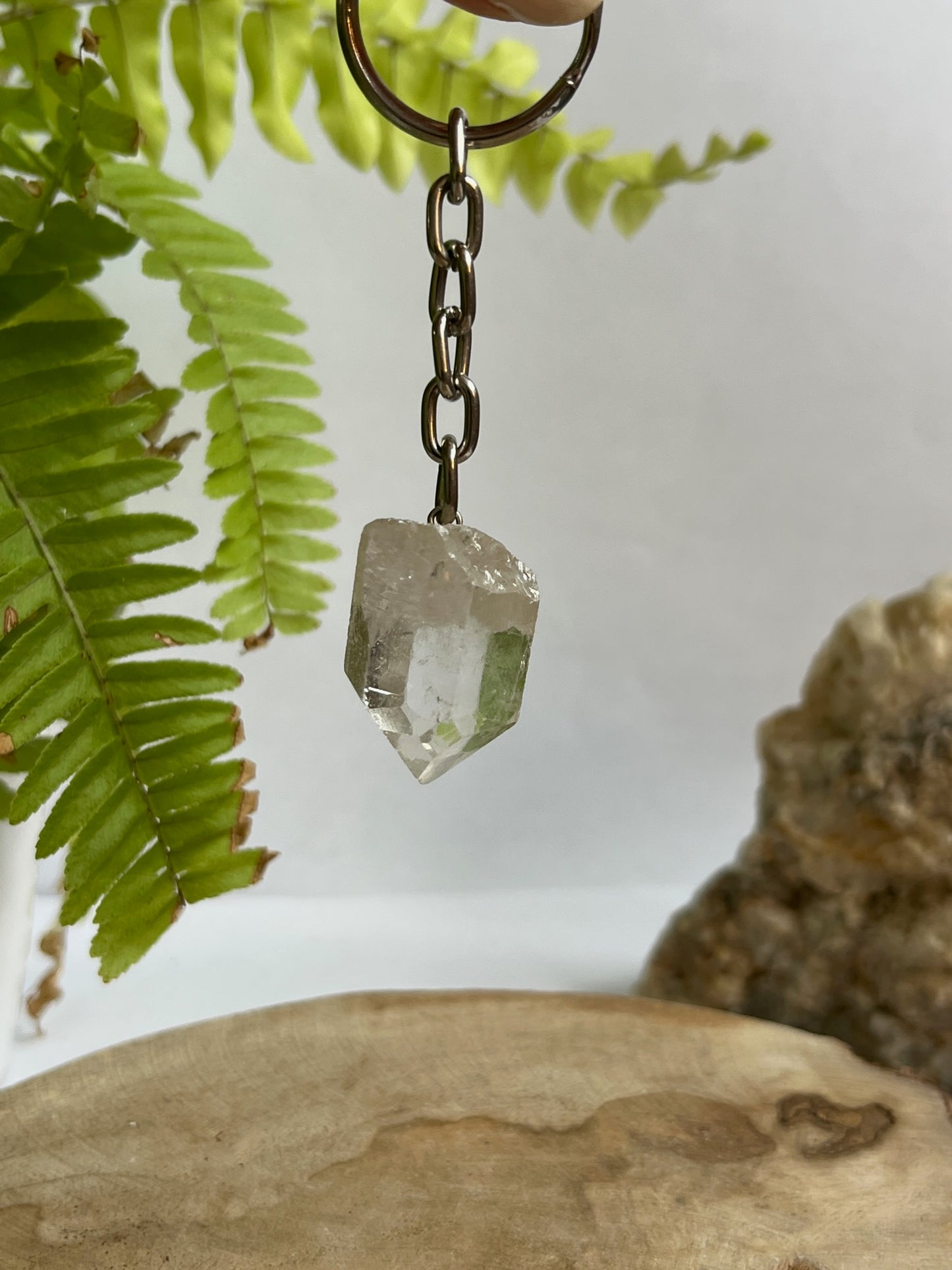 Bergkristal sleutelhanger
