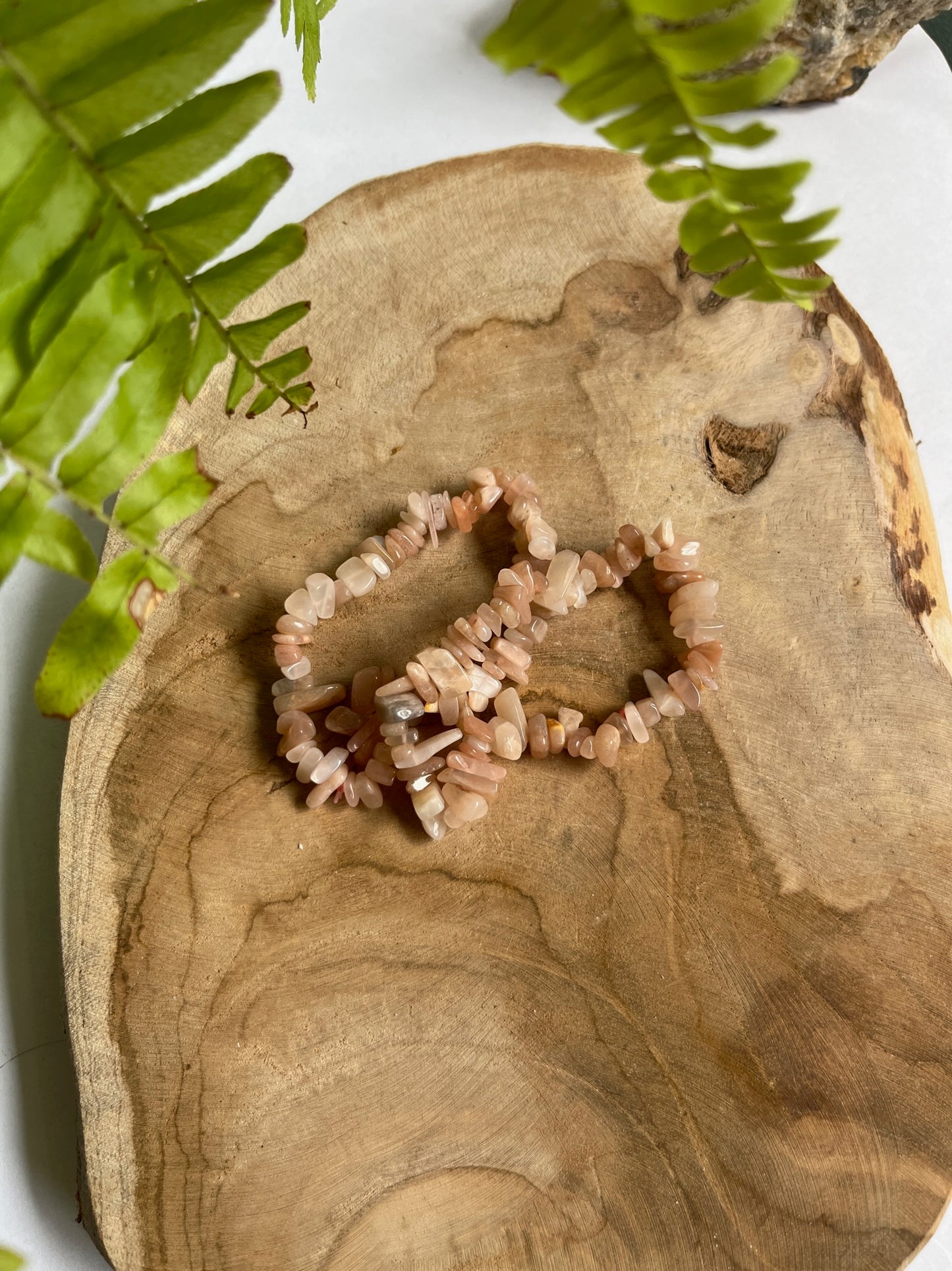 Split armband Maansteen perzik