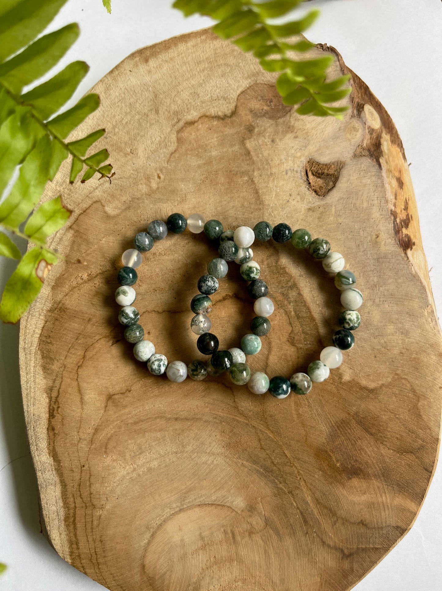Armband 8 mm mos agaat