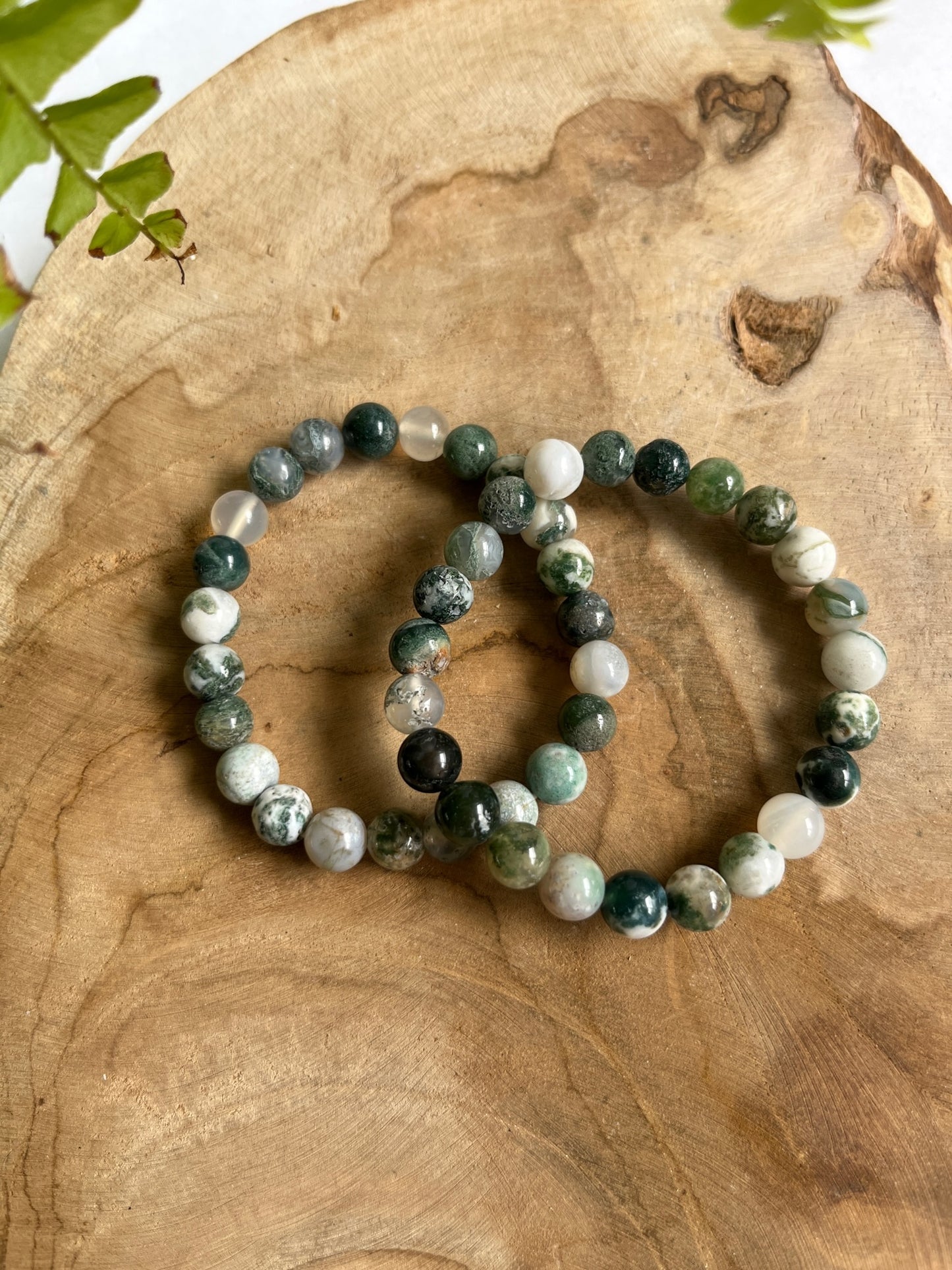 Armband 8 mm mos agaat