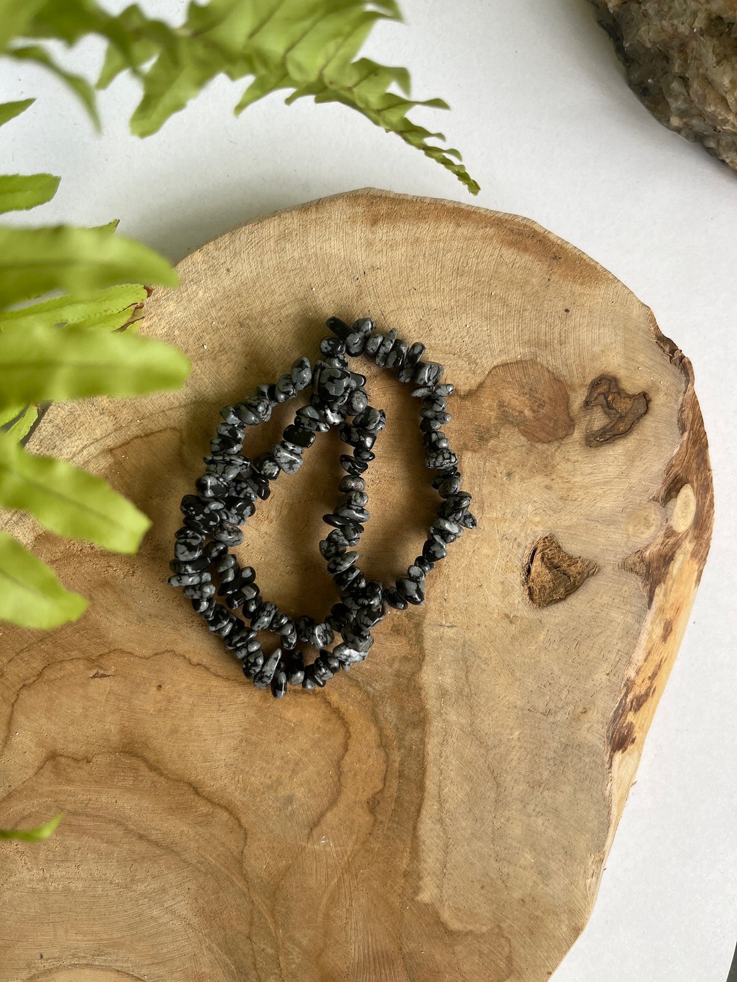 Split armband sneeuwvlok Obsidiaan