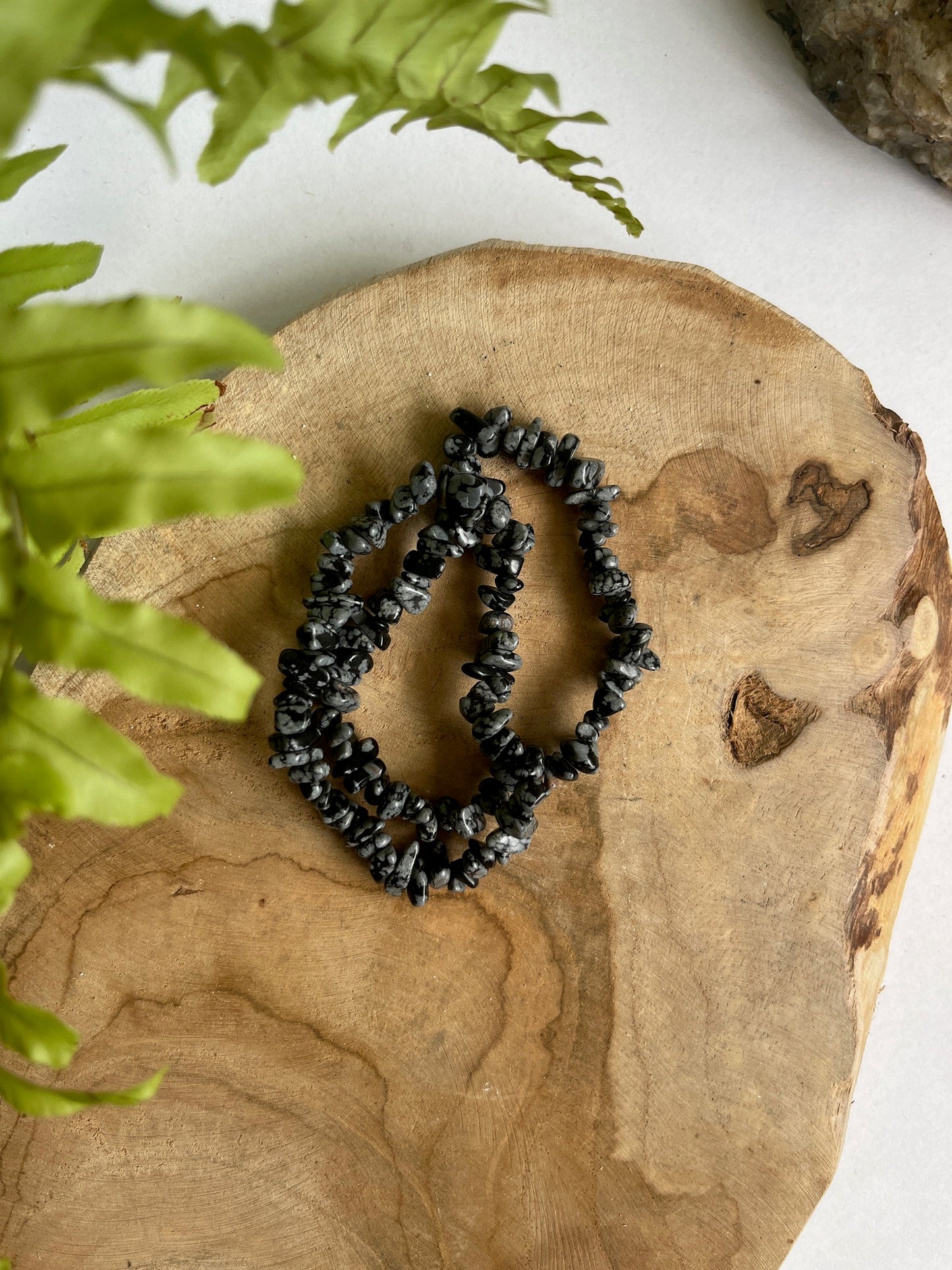 Split armband sneeuwvlok Obsidiaan
