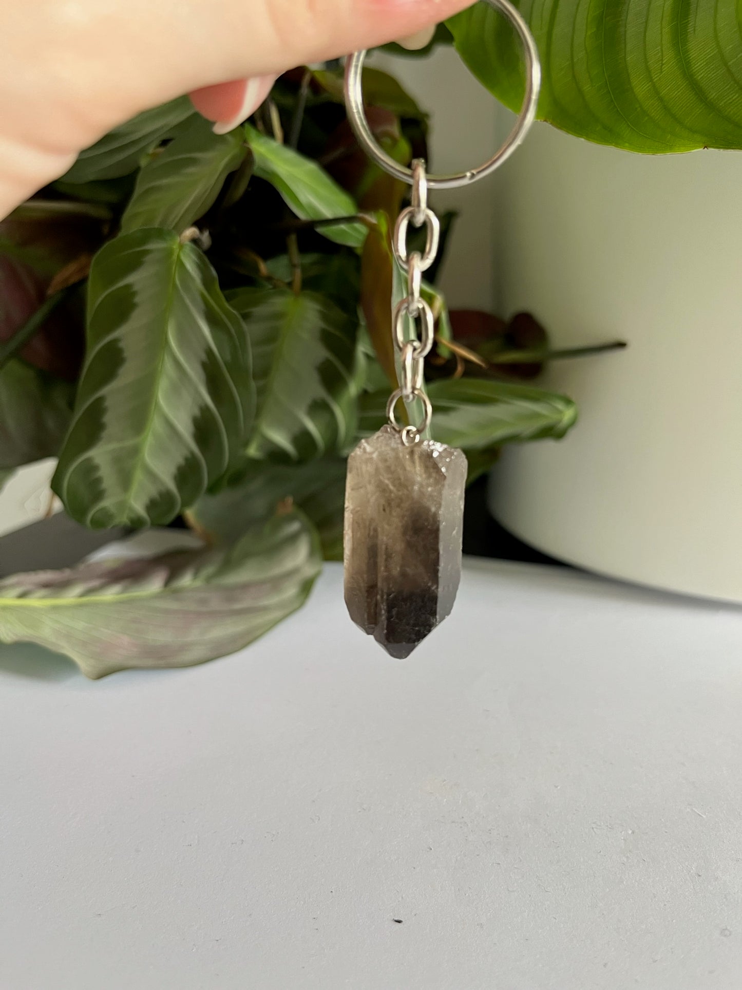 Rook kwarts sleutelhanger