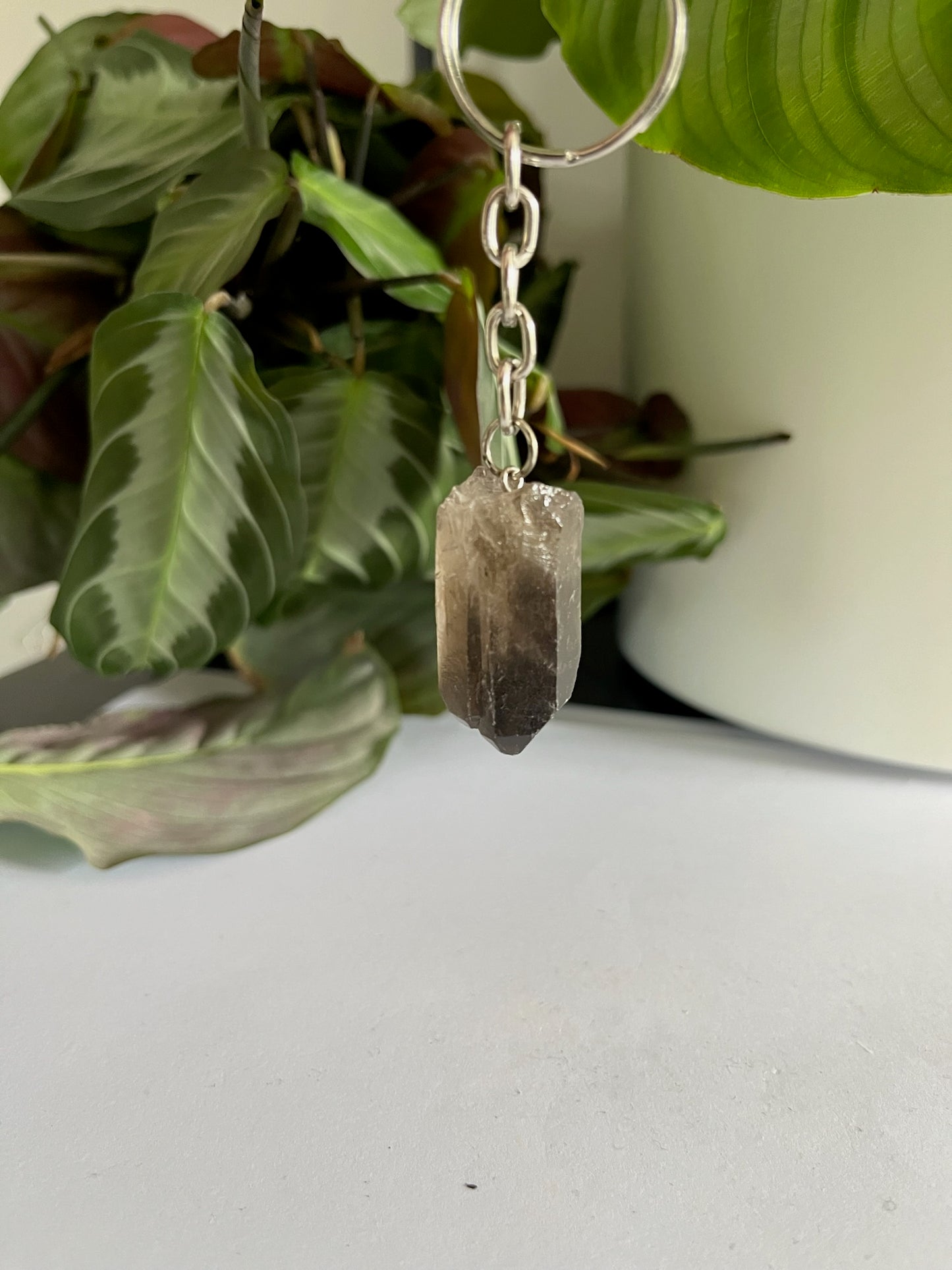 Rook kwarts sleutelhanger