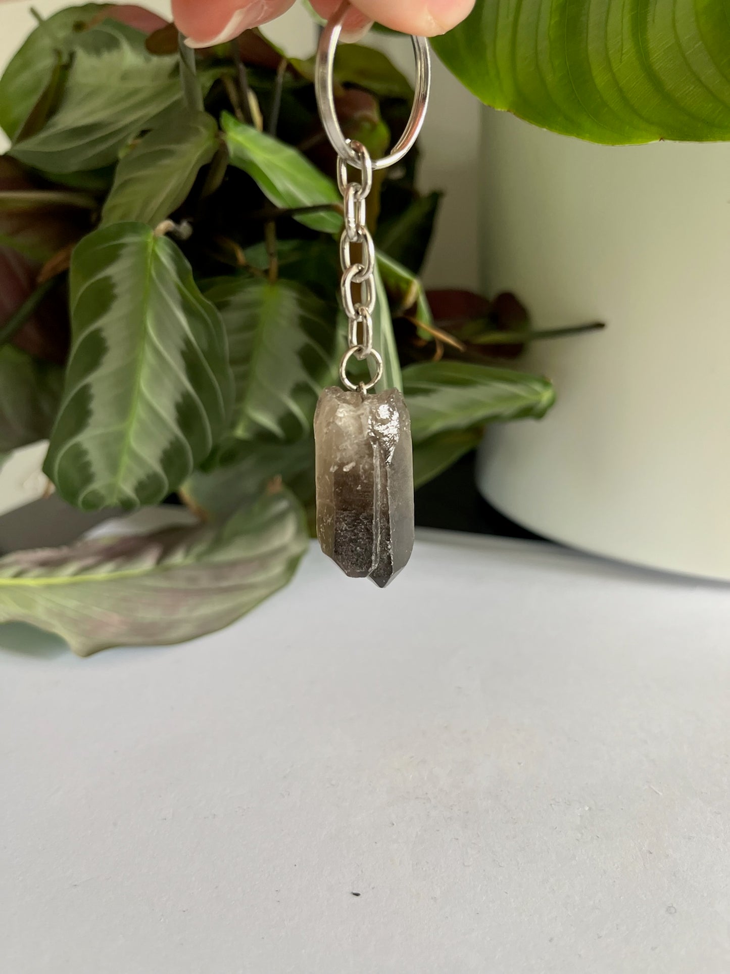 Rook kwarts sleutelhanger