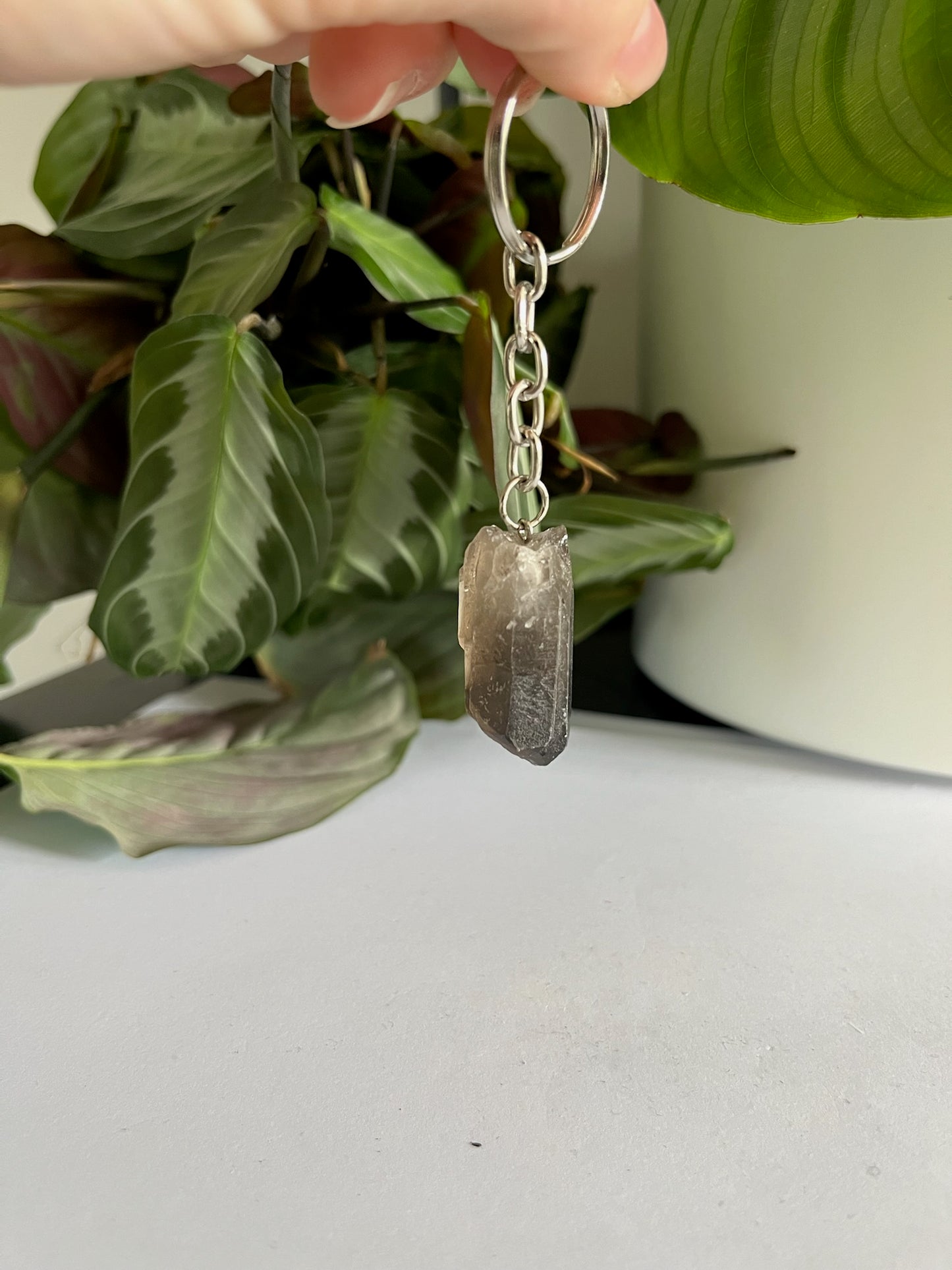 Rook kwarts sleutelhanger