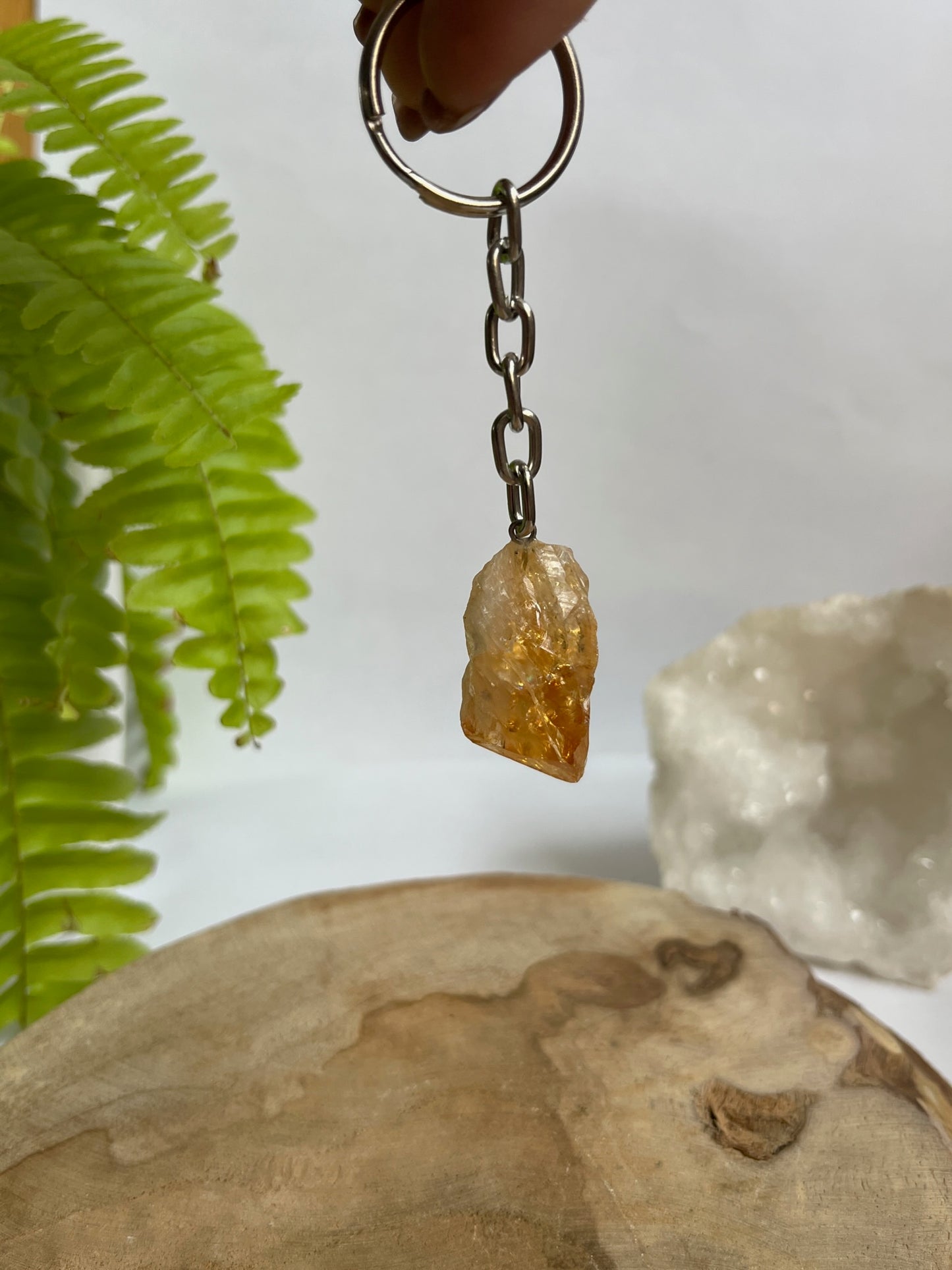 Gebrande amethist sleutelhanger