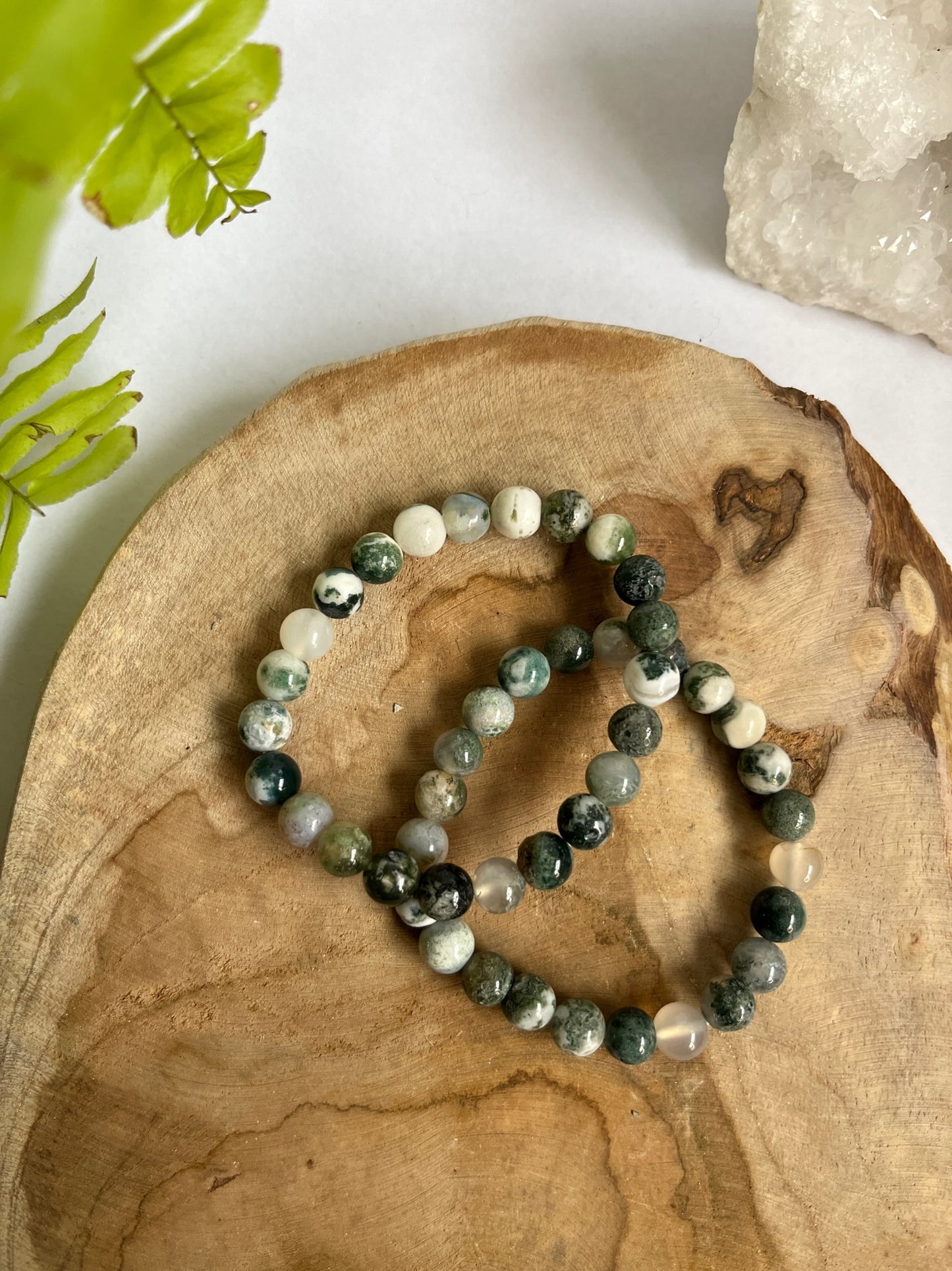 Armband 8 mm mos agaat